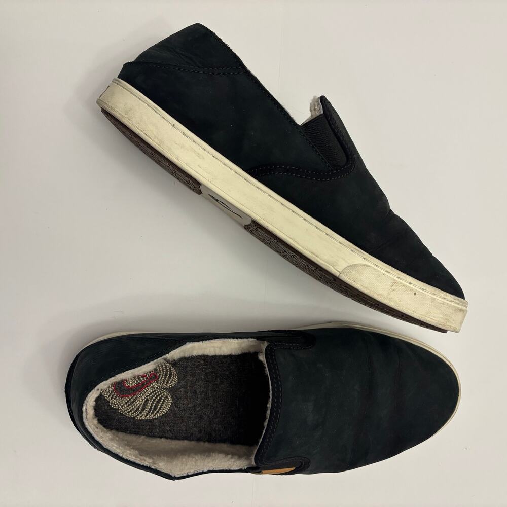 OluKai Pehuea Heu Women's 11 Black Shearling Lined Slip-On Shoes